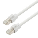 Category 6a 10gig Ethernet Antibacterial Antimicrobial Cable Assembly, RJ45 Male/Plug, 26AWG Stranded, S/FTP, CM LSZH Jacket, White, 0.5F