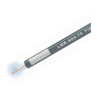 75 Ohm Low Loss Flexible LMR-600-75-FR Indoor Rated Coax Cable Double Shielded with Black PE Jacket
