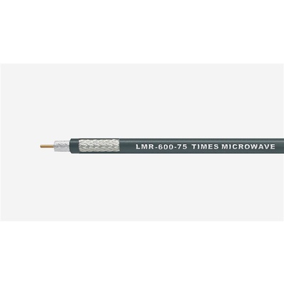75 Ohm Low Loss Flexible LMR-600-75 Indoor/Outdoor Rated Coax Cable Double Shielded with Black PE Jacket