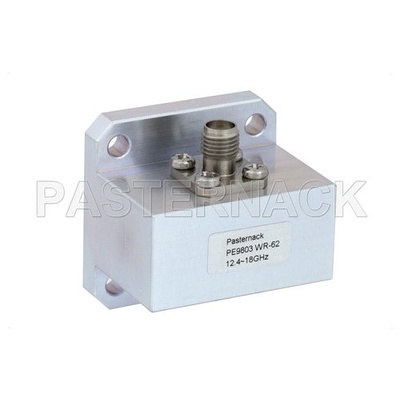 WR-62 Square Cover Flange to SMA Female Waveguide to Coax Adapter Operating From 12.4 GHz to 18 GHz, Ku Band