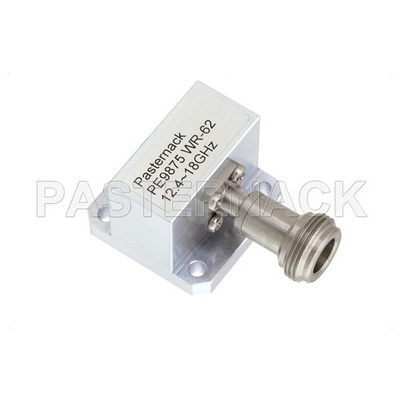 WR-62 Square Cover Flange to N Female Waveguide to Coax Adapter Operating From 12.4 GHz to 18 GHz, Ku Band