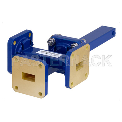 WR-51 Waveguide 20 dB Crossguide Coupler, 3 Port Square Cover Flange, 15 GHz to 22 GHz, Bronze