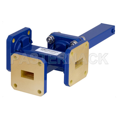 WR-51 Waveguide 50 dB Crossguide Coupler, 3 Port Square Cover Flange, 15 GHz to 22 GHz, Bronze