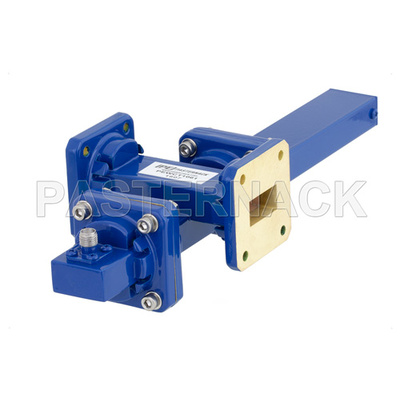 WR-75 Waveguide 30 dB Crossguide Coupler, Square Cover Flange, SMA Female Coupled Port, 10 GHz to 15 GHz, Bronze