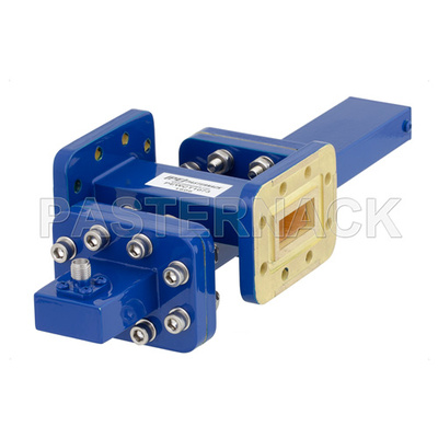 WR-90 Waveguide 30 dB Crossguide Coupler, CPR-90G Flange, SMA Female Coupled Port, 8.2 GHz to 12.4 GHz, Bronze