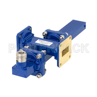 WR-90 Waveguide 20 dB Crossguide Coupler, UG-39/U Square Cover Flange, N Female Coupled Port, 8.2 GHz to 12.4 GHz, Bronze