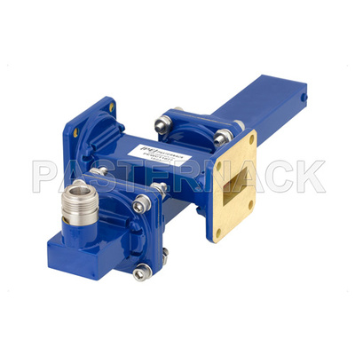 WR-90 Waveguide 30 dB Crossguide Coupler, UG-39/U Square Cover Flange, N Female Coupled Port, 8.2 GHz to 12.4 GHz, Bronze