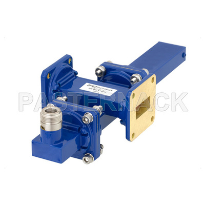 WR-90 Waveguide 50 dB Crossguide Coupler, UG-39/U Square Cover Flange, N Female Coupled Port, 8.2 GHz to 12.4 GHz, Bronze