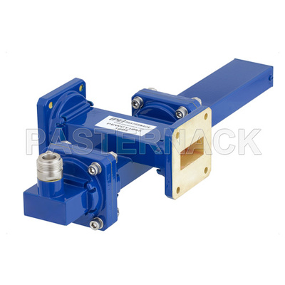 WR-112 Waveguide 50 dB Crossguide Coupler, UG-51/U Square Cover Flange, N Female Coupled Port, 7.05 GHz to 10 GHz, Bronze