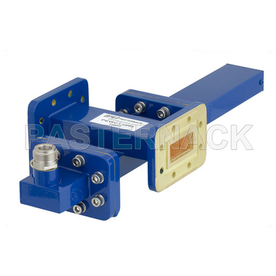 WR-112 Waveguide 40 dB Crossguide Coupler, CPR-112G Flange, N Female Coupled Port, 7.05 GHz to 10 GHz, Bronze