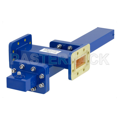 WR-137 Waveguide 20 dB Crossguide Coupler, CPR-137G Flange, SMA Female Coupled Port, 5.85 GHz to 8.2 GHz, Bronze