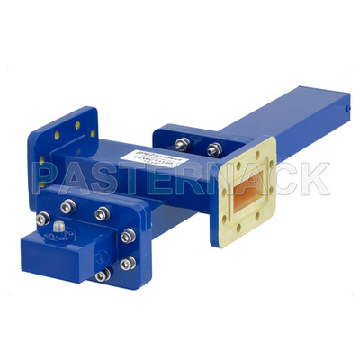 WR-137 Waveguide 30 dB Crossguide Coupler, CPR-137G Flange, SMA Female Coupled Port, 5.85 GHz to 8.2 GHz, Bronze