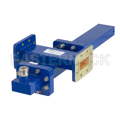 WR-137 Waveguide 40 dB Crossguide Coupler, CPR-137G Flange, N Female Coupled Port, 5.85 GHz to 8.2 GHz, Bronze