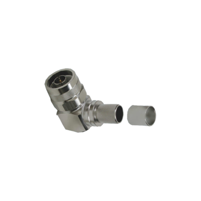 N Type Male Right Angle connector by Times for the LMR-500 cable series