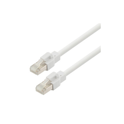 Category 6a 10gig Ethernet Antibacterial Antimicrobial Cable Assembly, RJ45 Male/Plug, 26AWG Stranded, S/FTP, CM LSZH Jacket, White, 10F